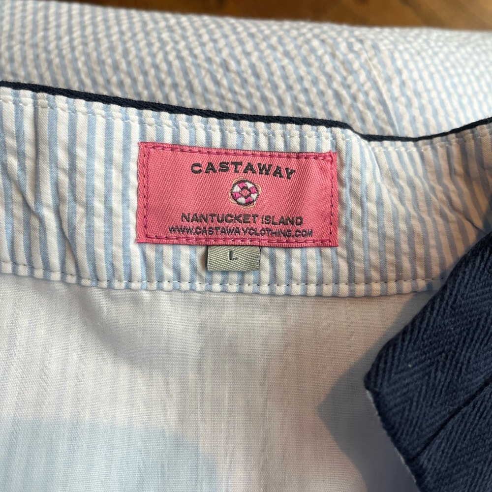 Castaway Light Blue and Navy Tunic Dress. Size Large - Picture 5 of 6
